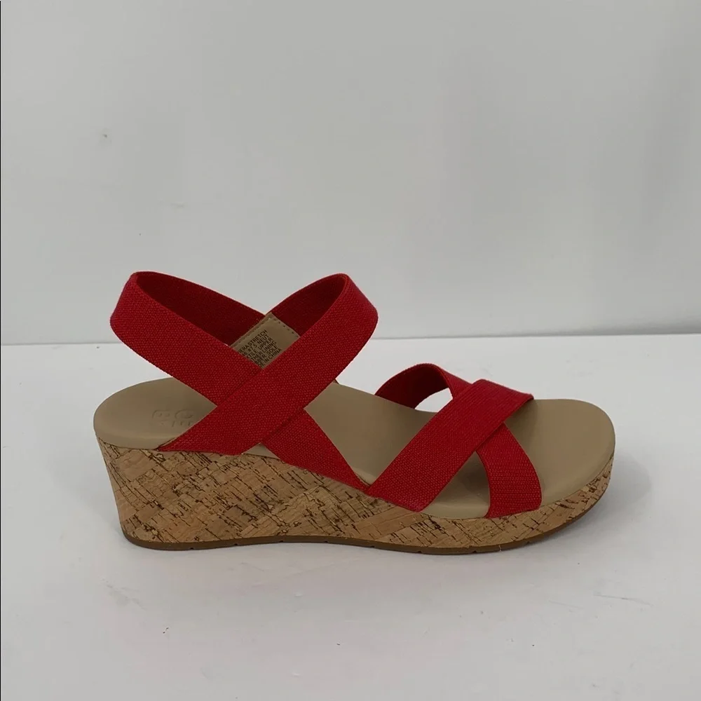 ABEO Riviera Stretch platform wedge espadrille sandal shoe red strappy new 7.5